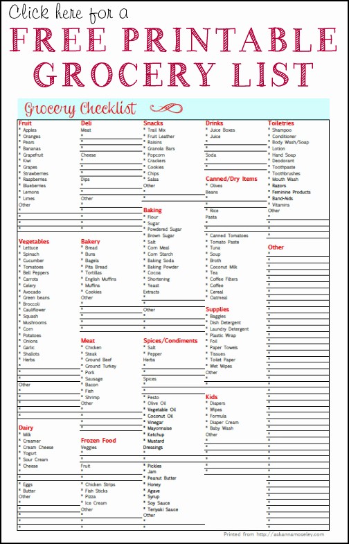 Christmas Shopping List Template Printable Beautiful Free Grocery List Printable 24 7 Moms