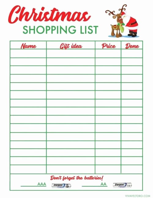 Christmas Shopping List Template Printable Inspirational Free Christmas Shopping List Template Viva Veltoro