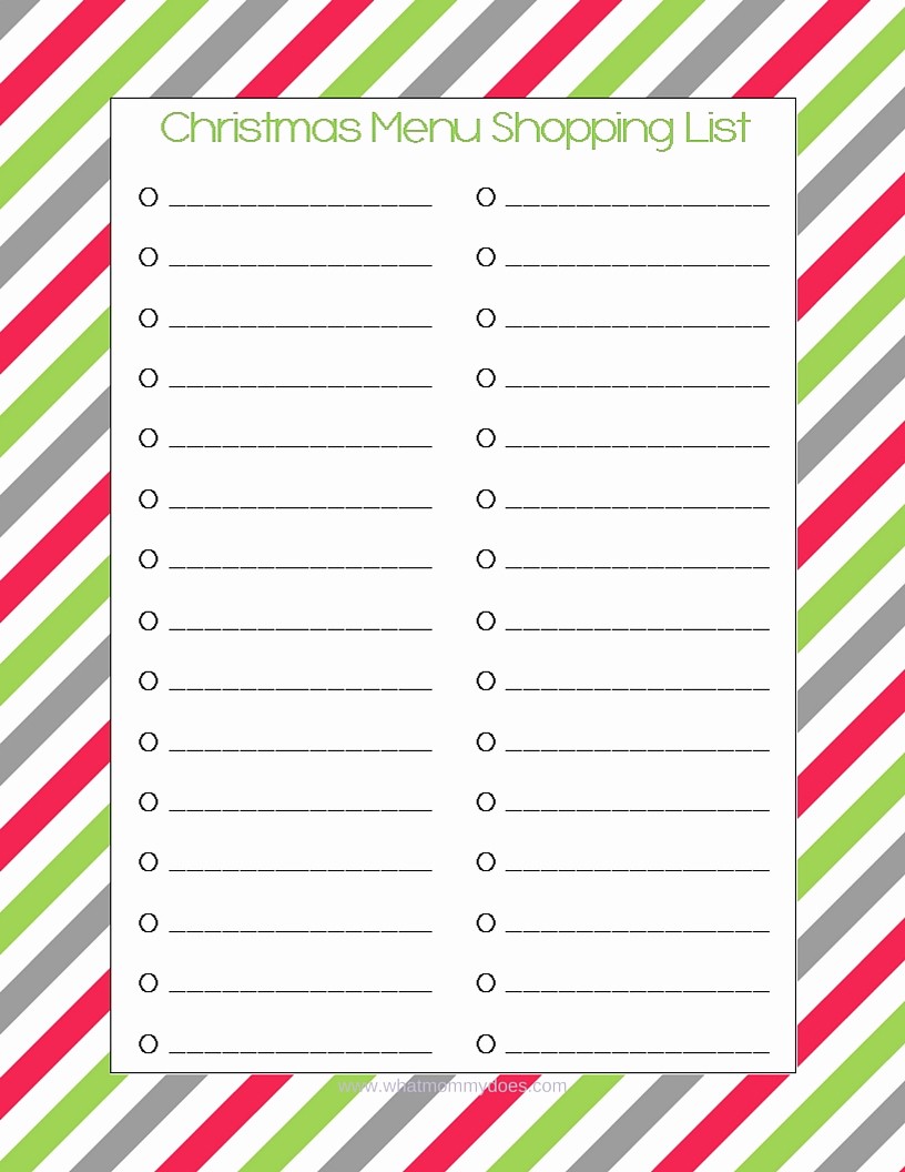 Christmas Shopping List Template Printable Lovely Free Printable Christmas Menu Shopping List What Mommy Does