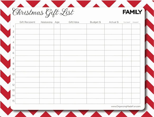 Christmas Shopping List Template Printable New 27 Christmas Gift List Templates Free Printable Word