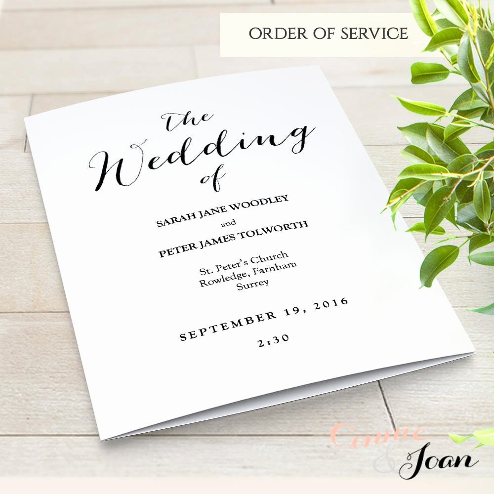 Church order Of Service Template Inspirational Booklet Wedding Program Template Church order Of Service