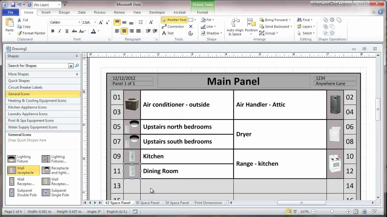 Circuit Breaker Template Ms Word Beautiful Creating A Residential Electrical Panel Directory In Visio
