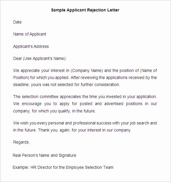 Claim Denial Letter Sample Airline Beautiful 27 Rejection Letters Template Hr Templates