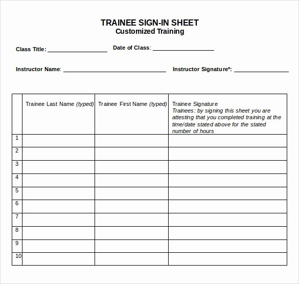 Class Sign In Sheet Template Fresh 12 Sample Training Sign In Sheets