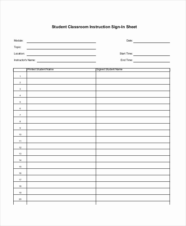 Class Sign In Sheet Template Unique 10 Sample Printable Sign In Sheets
