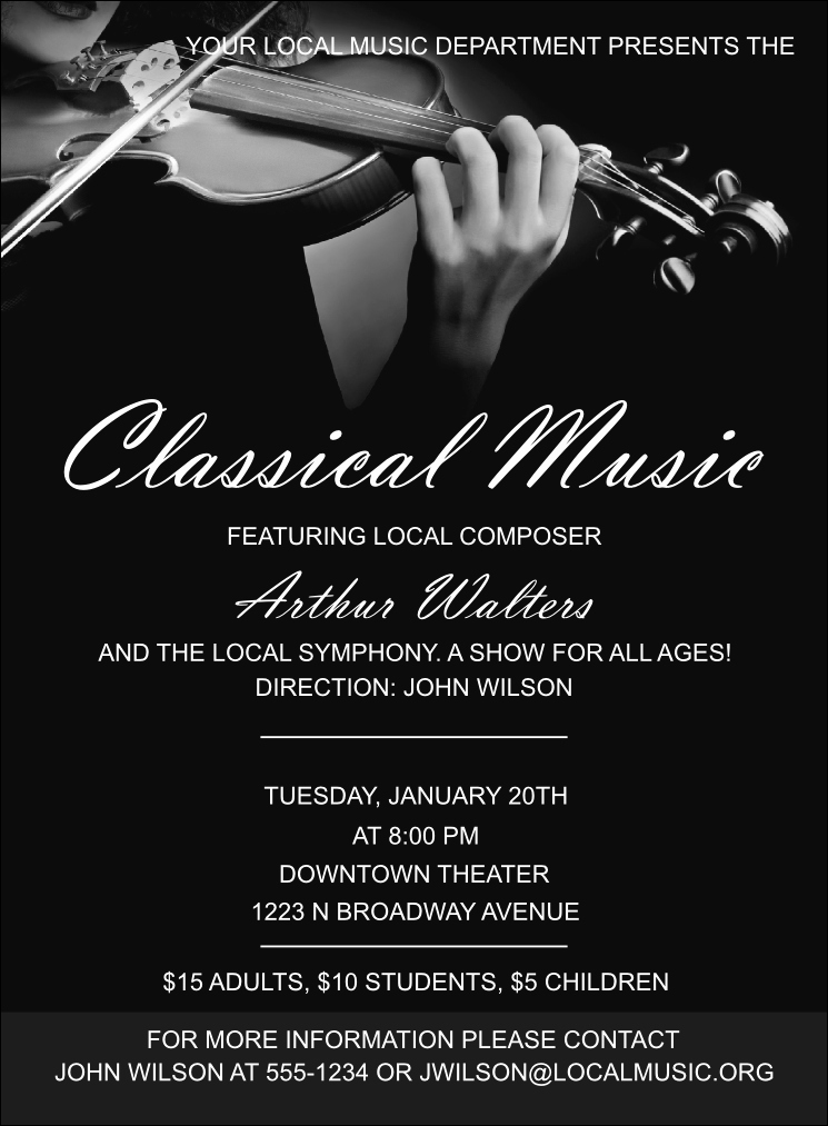 Classical Music Concert Program Template Elegant Classical Music Invitation