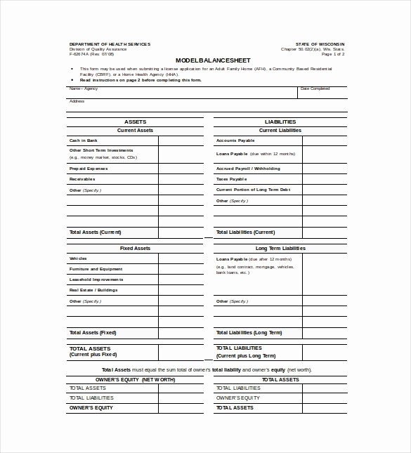 Classified Balance Sheet Template Excel Inspirational Balance Sheet Template