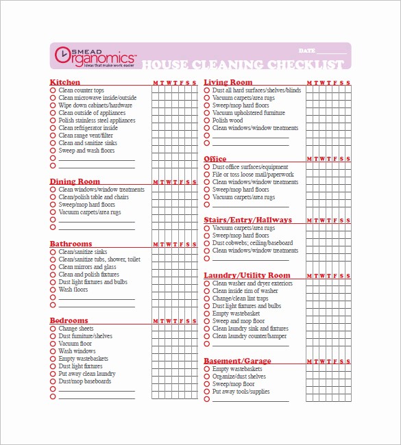 Cleaning Schedule Template for Home Beautiful Cleaning List Template – 10 Free Sample Example format