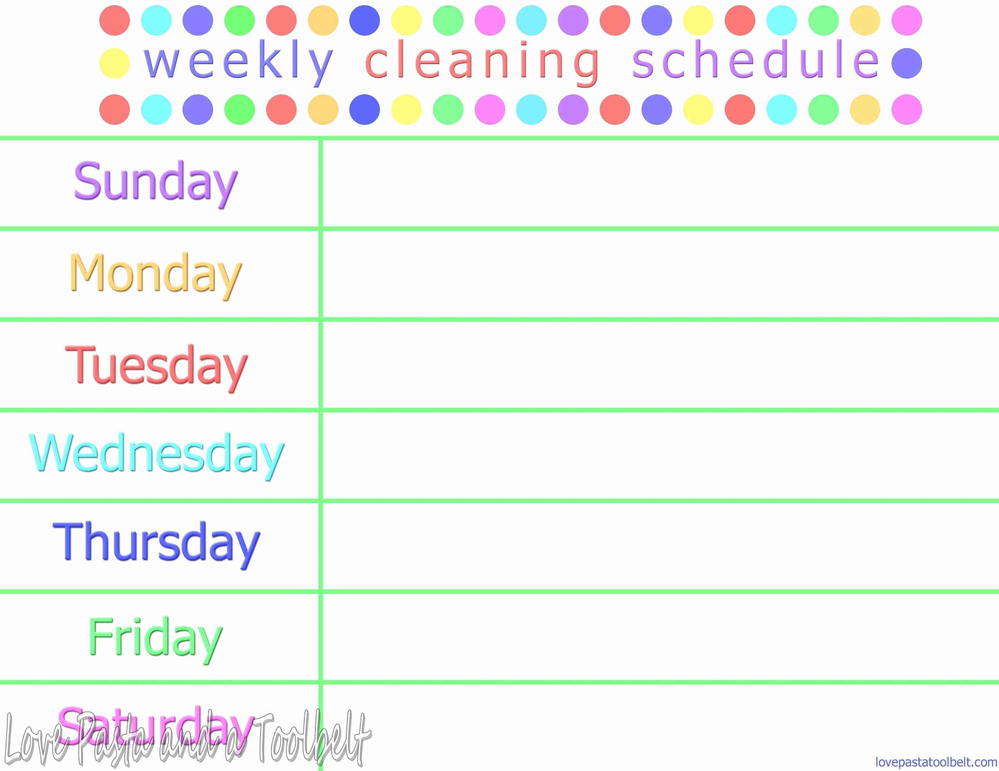 Cleaning Schedule Template for Home Best Of Weekly Cleaning Schedule Printable