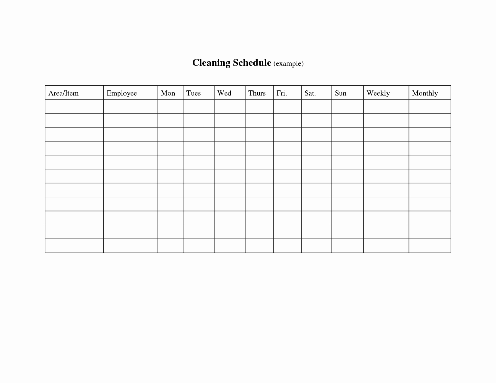 Cleaning Schedule Template for Home New Blank Daily Cleaning Schedule and Record Sheet Fice