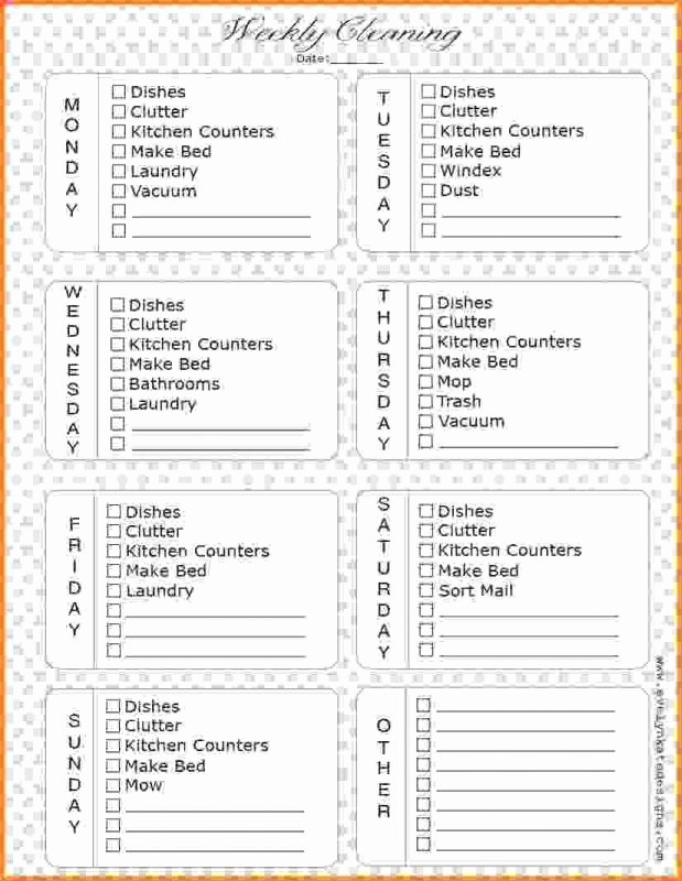 Cleaning Schedule Template for Home New House Cleaning Checklist Template