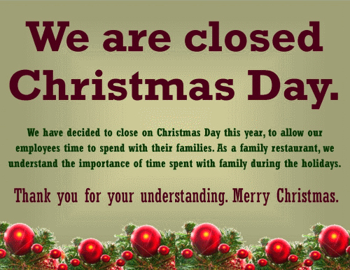 Closed for the Holiday Sign Beautiful Closed for Christmas Sign