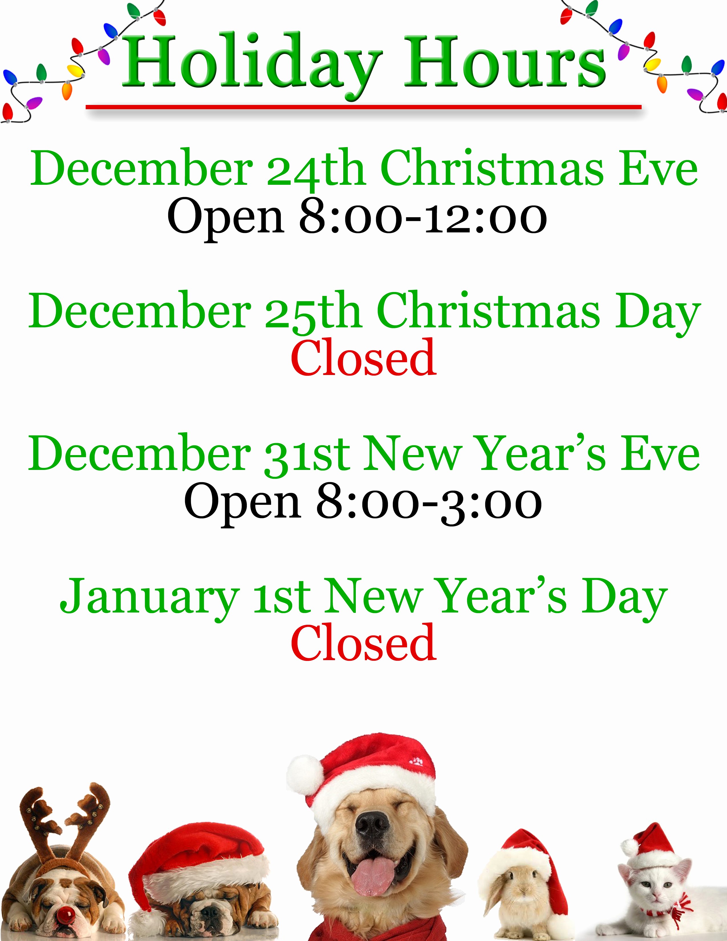 Closed for the Holiday Sign Lovely Christmas Holiday Hours Signs