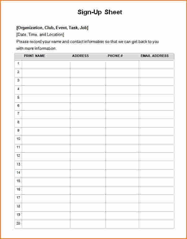 Club Sign In Sheet Template Beautiful Club Sign Up Sheet Template