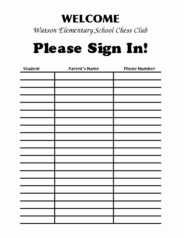 Club Sign In Sheet Template New Sign In Sheet Template Word