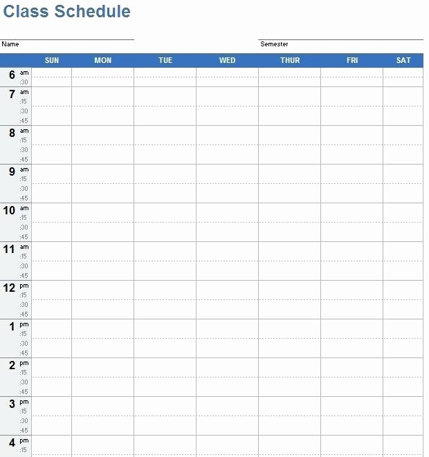 College Class Schedule Template Printable Awesome College Class Schedule Printable – Picks