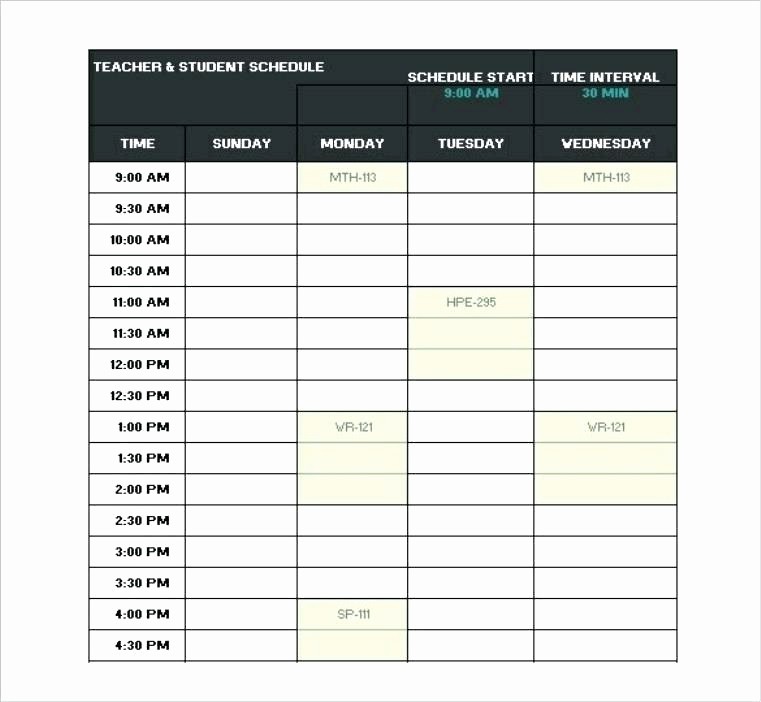 College Class Schedule Template Printable Beautiful College Class Schedule Printable – Picks