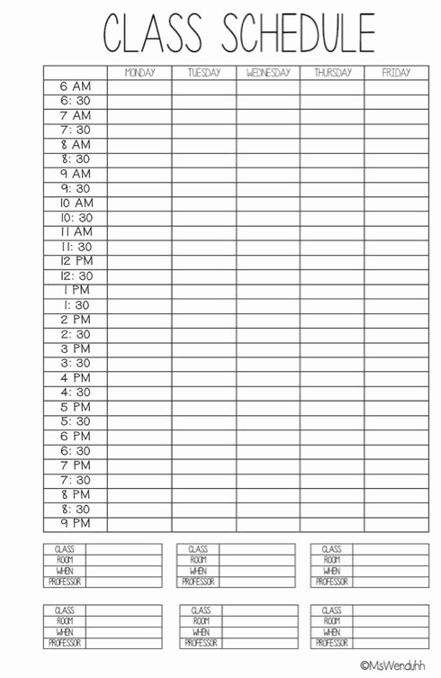College Class Schedule Template Printable Inspirational 25 Best Ideas About College Schedule On Pinterest