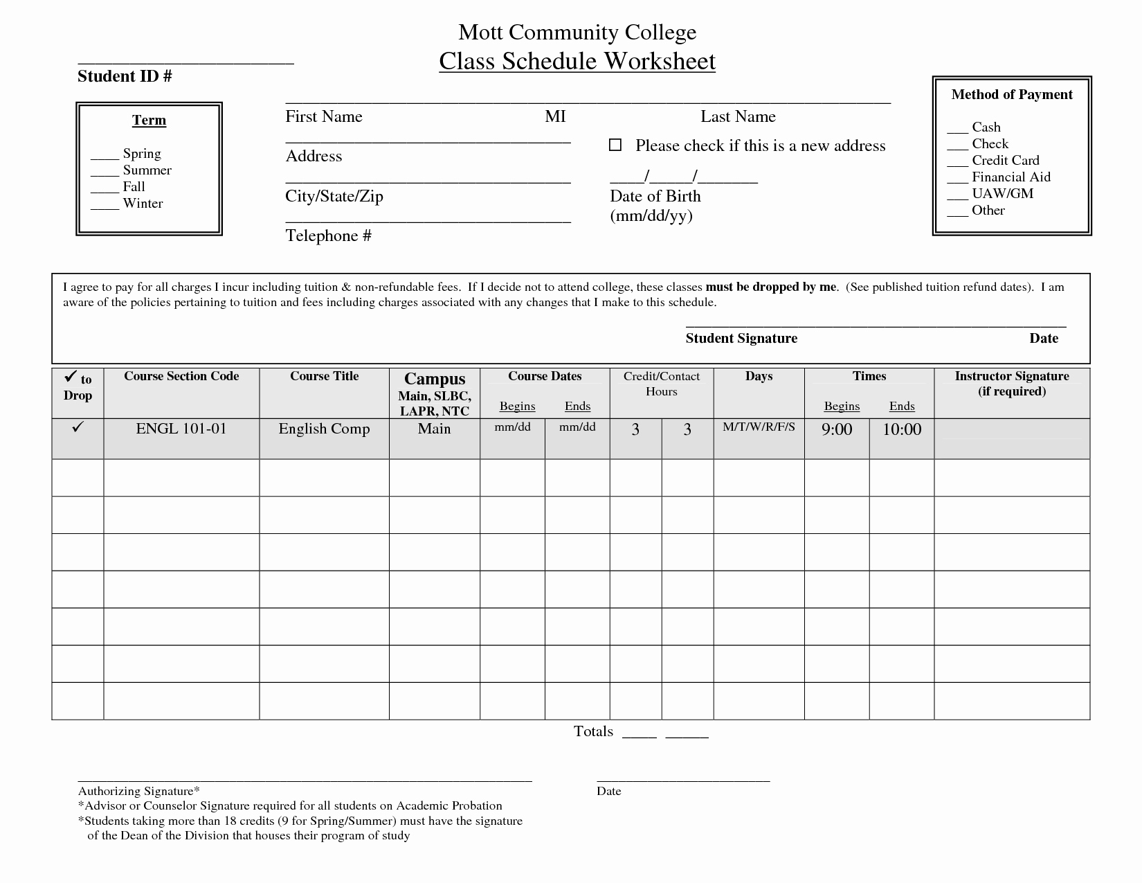 College Class Schedule Template Printable Lovely 14 Best Of Personal Development Worksheet