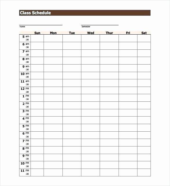 College Class Schedule Template Printable New College Class Schedule Printable – Picks