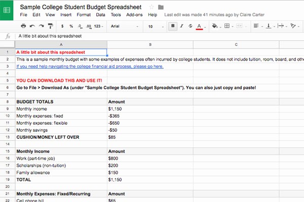 College Student Monthly Budget Example Inspirational Bud Ing Basics for College Students Plus Example