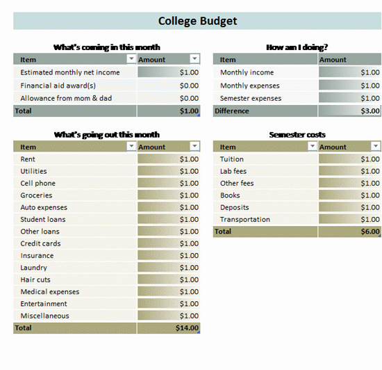 College Student Monthly Budget Example Inspirational College Student Bud Template Home Bud Template