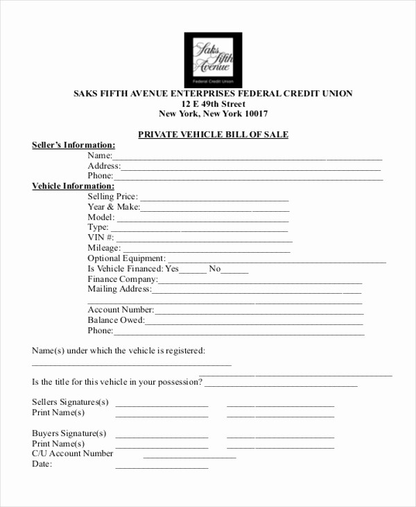 Commercial Truck Bill Of Sale Inspirational Sample Bill Of Sale form for Vehicle 8 Free Documents