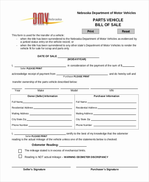 Commercial Truck Bill Of Sale Unique Sample Bill Of Sale form for Vehicle 8 Free Documents