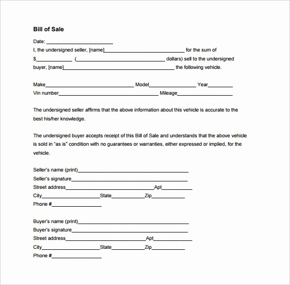 Commercial Vehicle Bill Of Sale Awesome Bill Of Sale Template 44 Free Word Excel Pdf