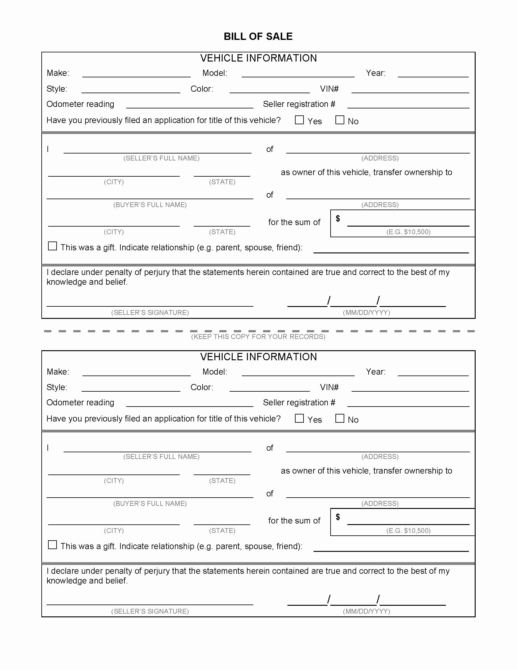Commercial Vehicle Bill Of Sale Best Of Beautiful Free Printable Bill Sale form