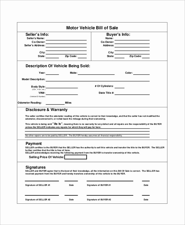 Commercial Vehicle Bill Of Sale Lovely 8 Bill Of Sale Samples Examples Templates