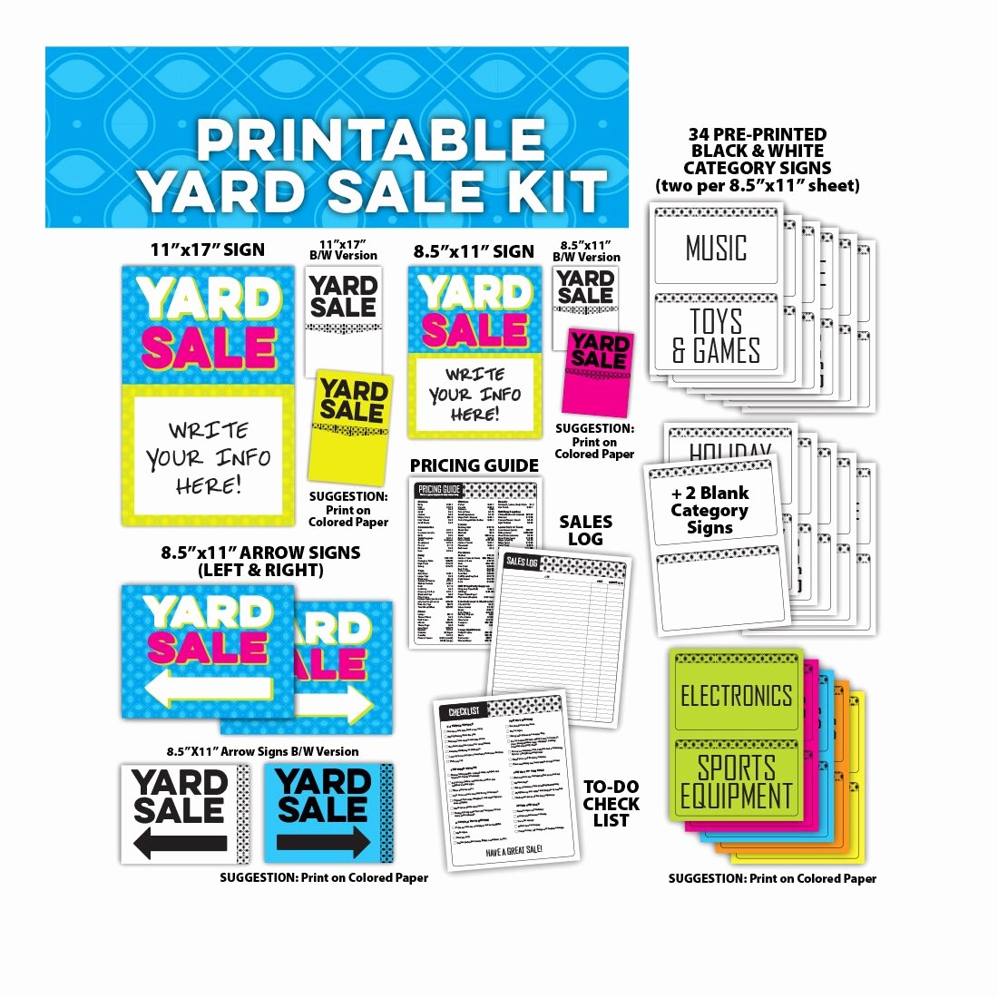 Community Yard Sale Sign Template Awesome Yard Sale Sign Kit Bundle Tag Sale Garage Sale Estate