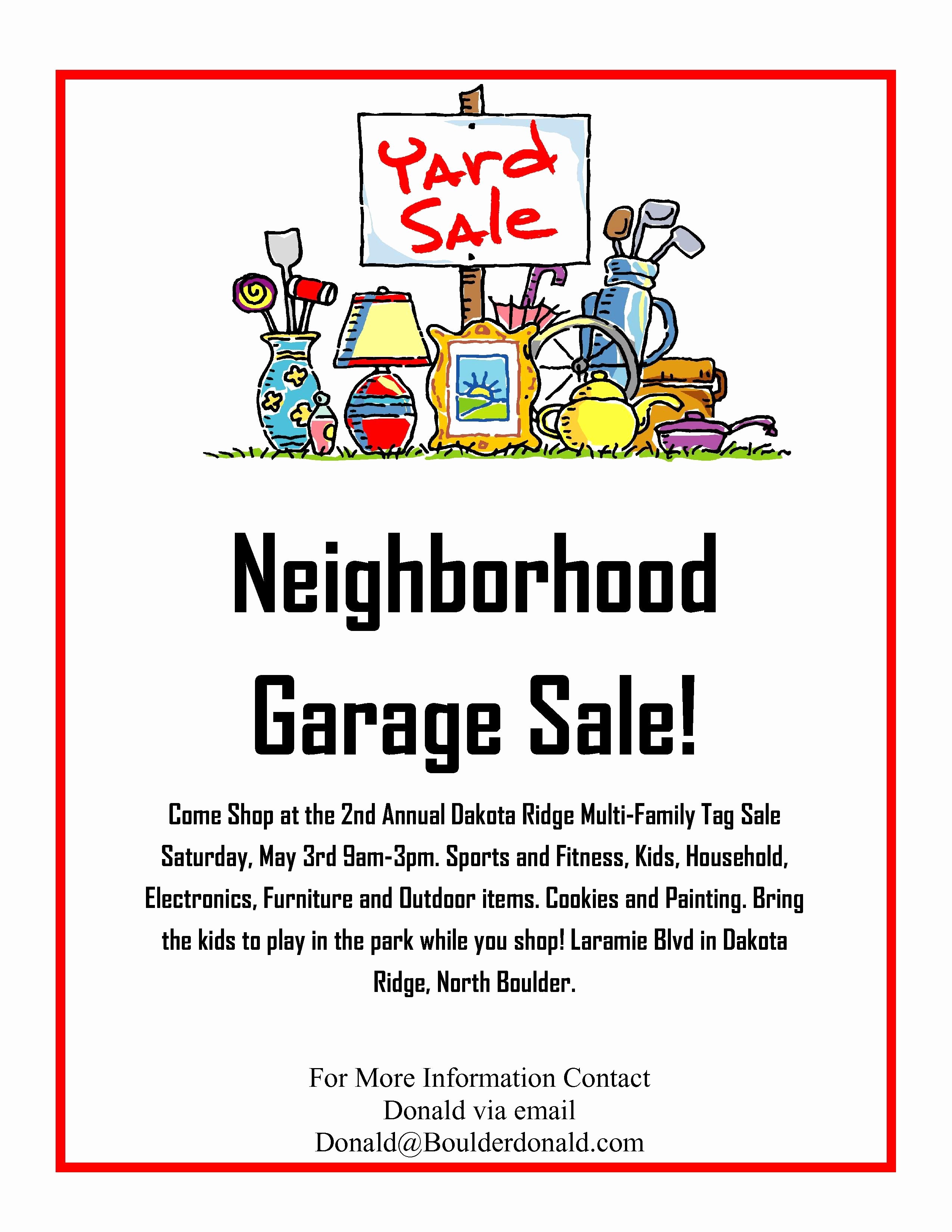 Community Yard Sale Sign Template Inspirational Dakota Ridge Munity Garage Sale May 3rd 2014
