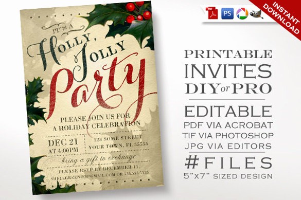 Company Holiday Party Invitation Template Awesome 20 Christmas Invitation Templates Free Sample Example