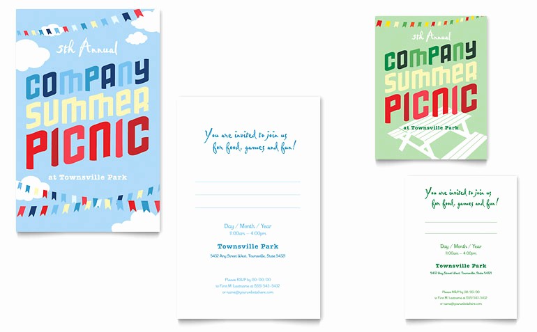 Company Picnic Flyer Template Free Luxury Pany Summer Picnic Note Card Template Word &amp; Publisher