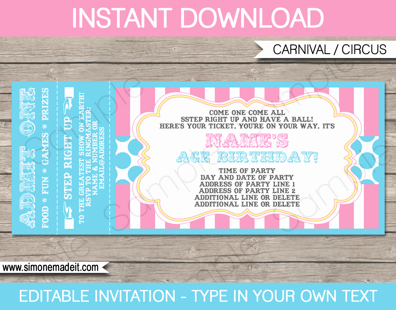 Concert Tickets Template Free Download Awesome Carnival Party Ticket Invitations Template