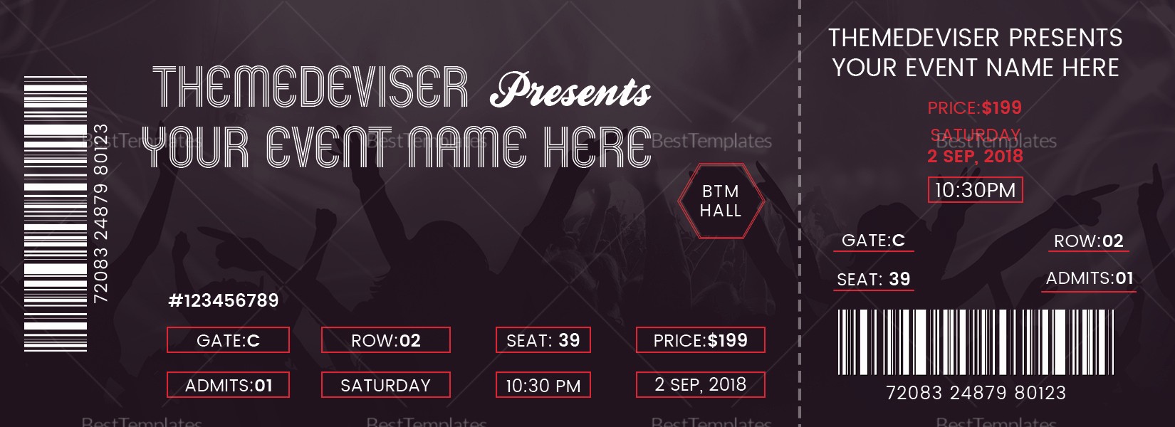 Concert Tickets Template Free Download Beautiful Sample Concert Ticket Design Template In Psd Word