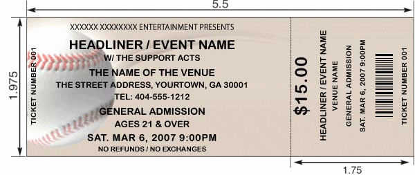 Concert Tickets Template Free Download New Custom Baseball Tickets Ticket Templates
