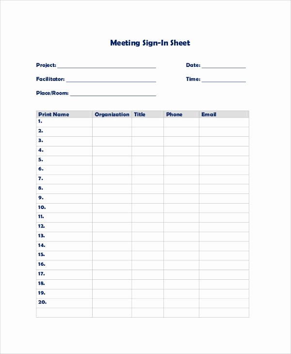 Conference Sign In Sheet Template Fresh 9 Sample Sign In Sheets