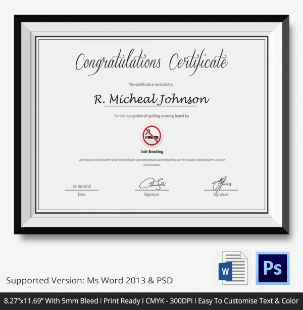 Congratulations Certificate Template Microsoft Word Fresh Congratulations Certificate Template 10 Word Psd