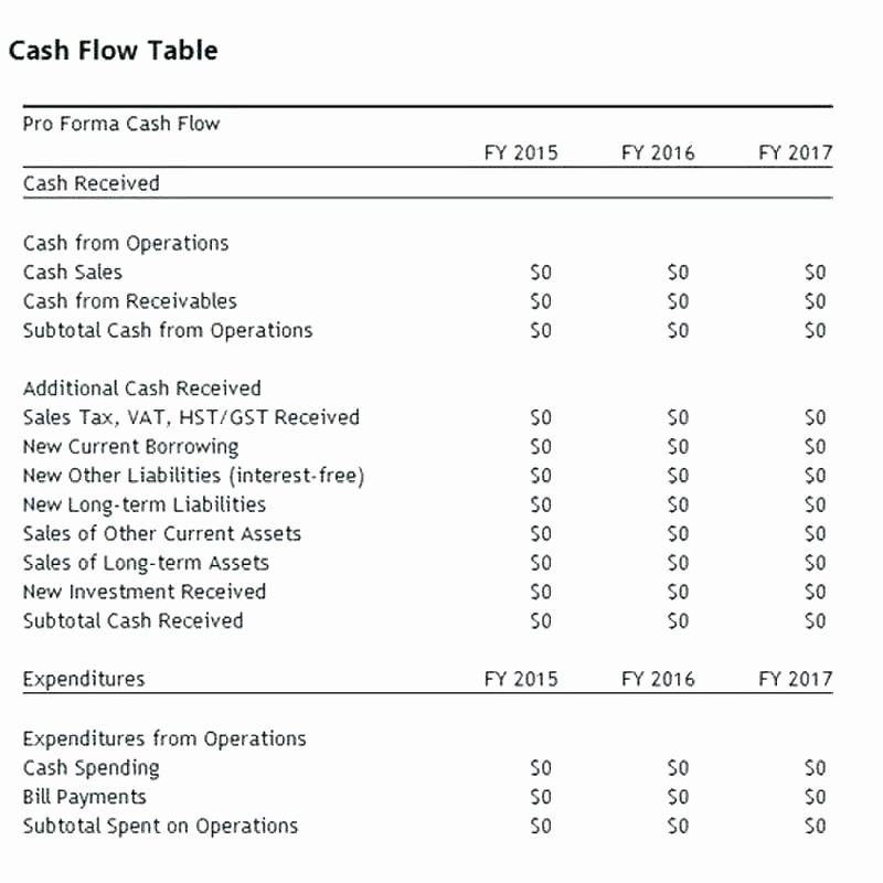 Construction Cash Flow Projection Template Awesome Profit and Loss Template Excel Pro forma Cash Flow
