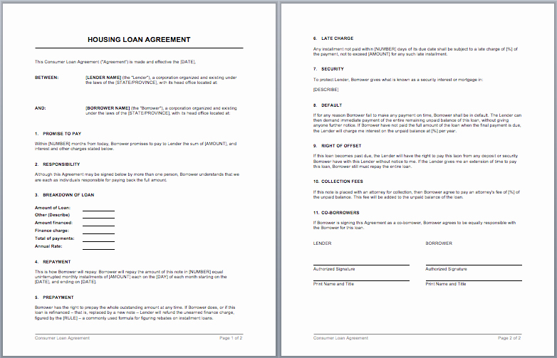 Construction Contract Template Microsoft Word Beautiful Housing Loan Contract Template – Microsoft Word Templates