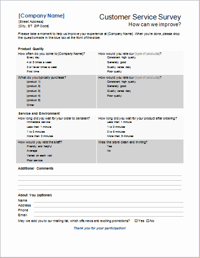Construction Customer Satisfaction Survey Template Fresh 6 Editable Survey form Templates for Ms Word
