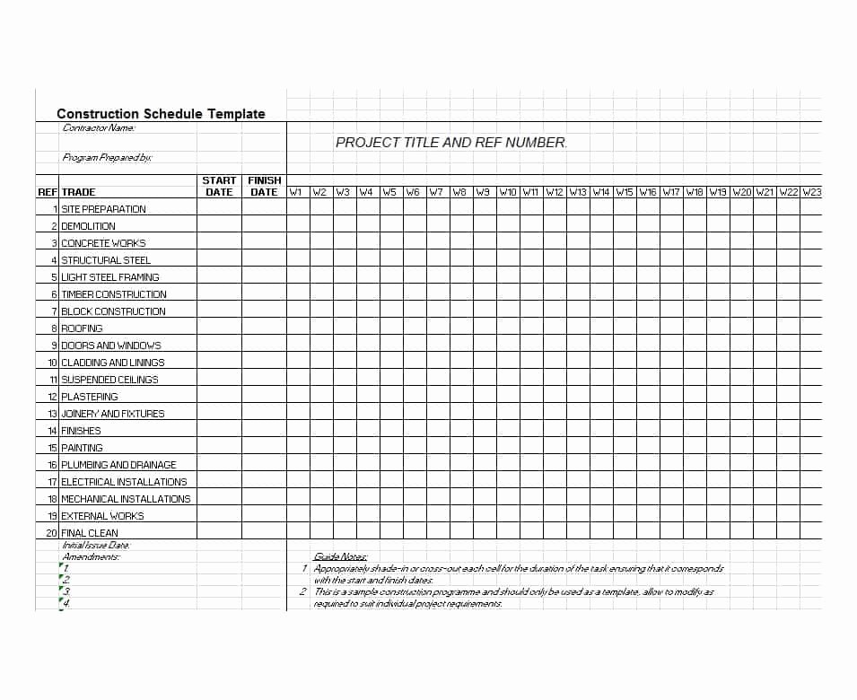 Construction Project Schedule Template Excel Unique 21 Construction Schedule Templates In Word &amp; Excel