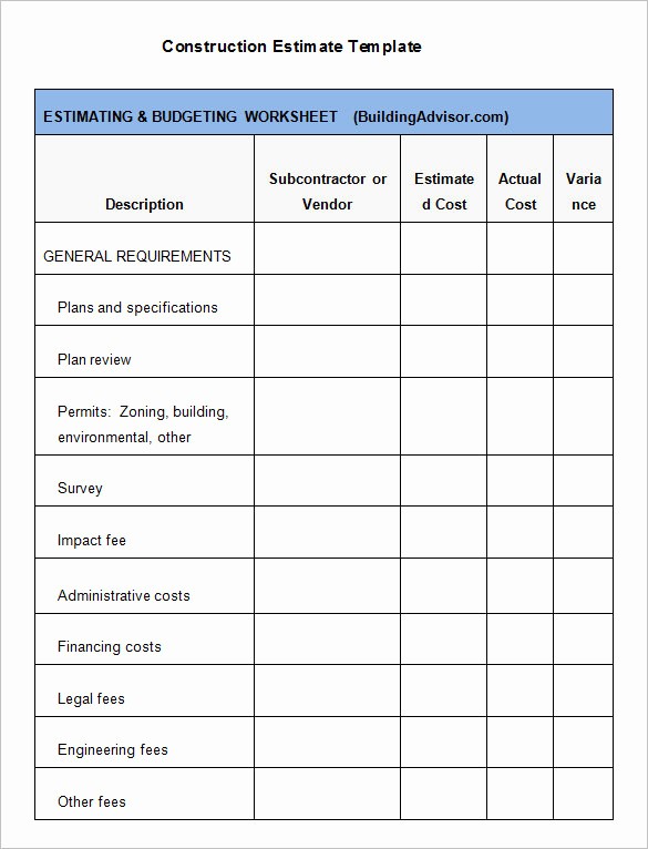 Construction Quotation format In Word New 5 Construction Estimate Templates Pdf Doc Excel