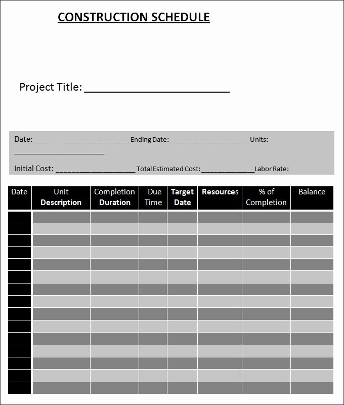 Construction Timeline Template Excel Free New Construction Schedule Template