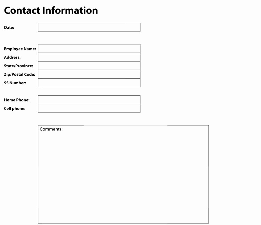 Contact Information form Template Word Awesome Pdf Templates