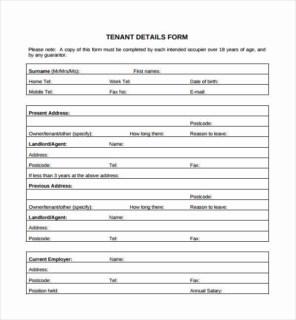 Contact Information form Template Word Fresh 11 Tenant Information forms – Pdf Word