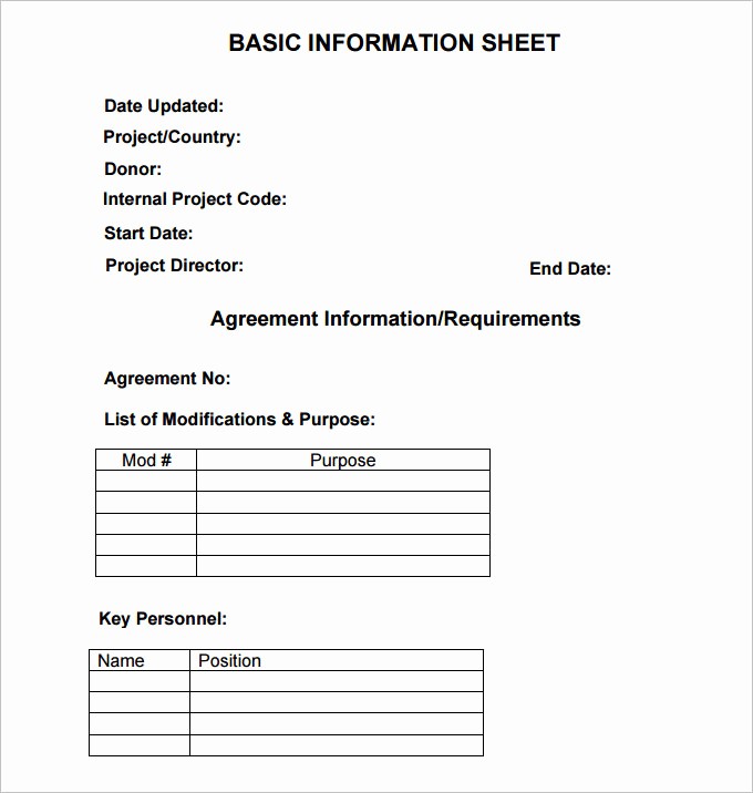Contact Information form Template Word Luxury Information Sheet Template 6 Free Pdf Documents Download