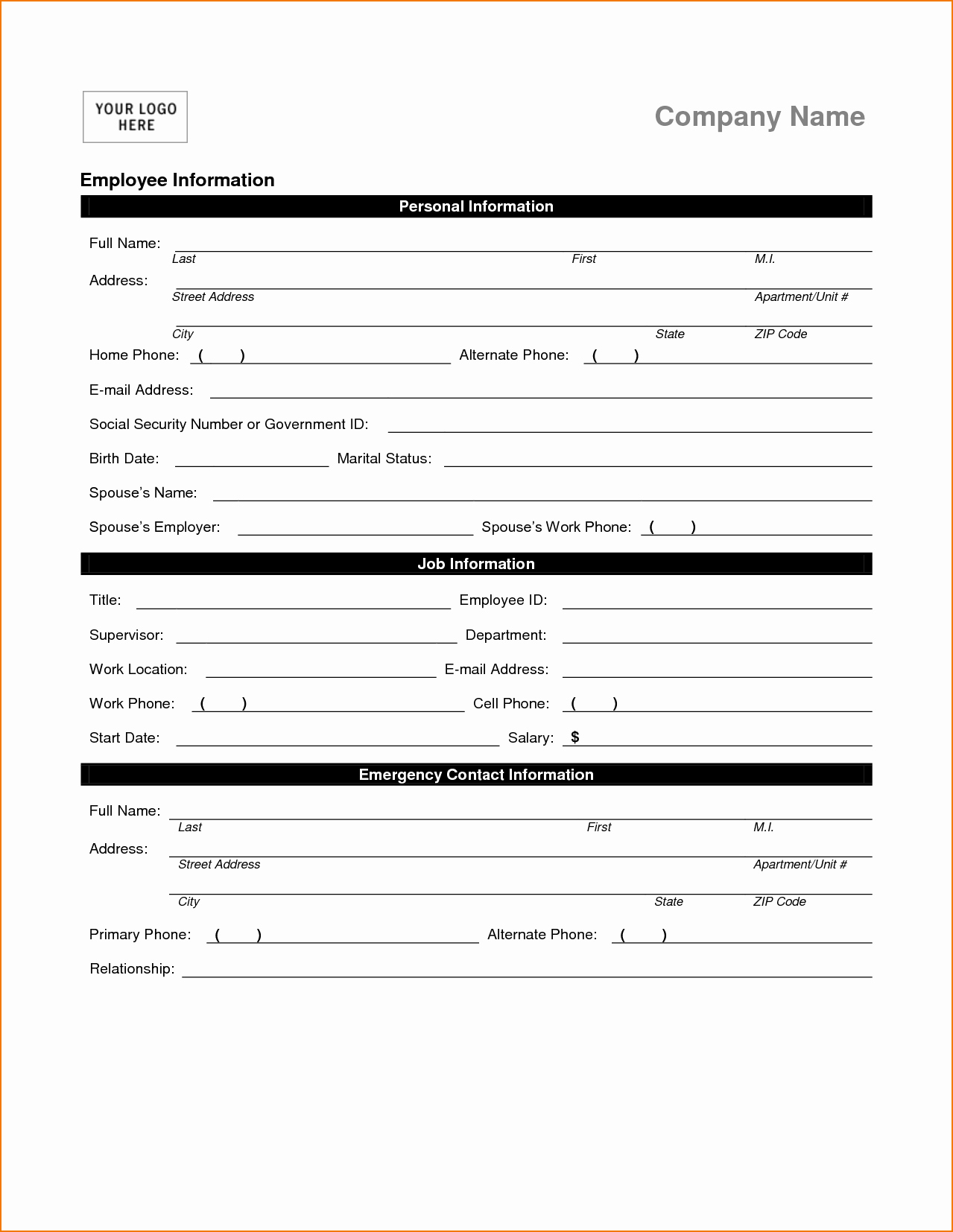 Contact Information form Template Word New 5 Information Sheet Template
